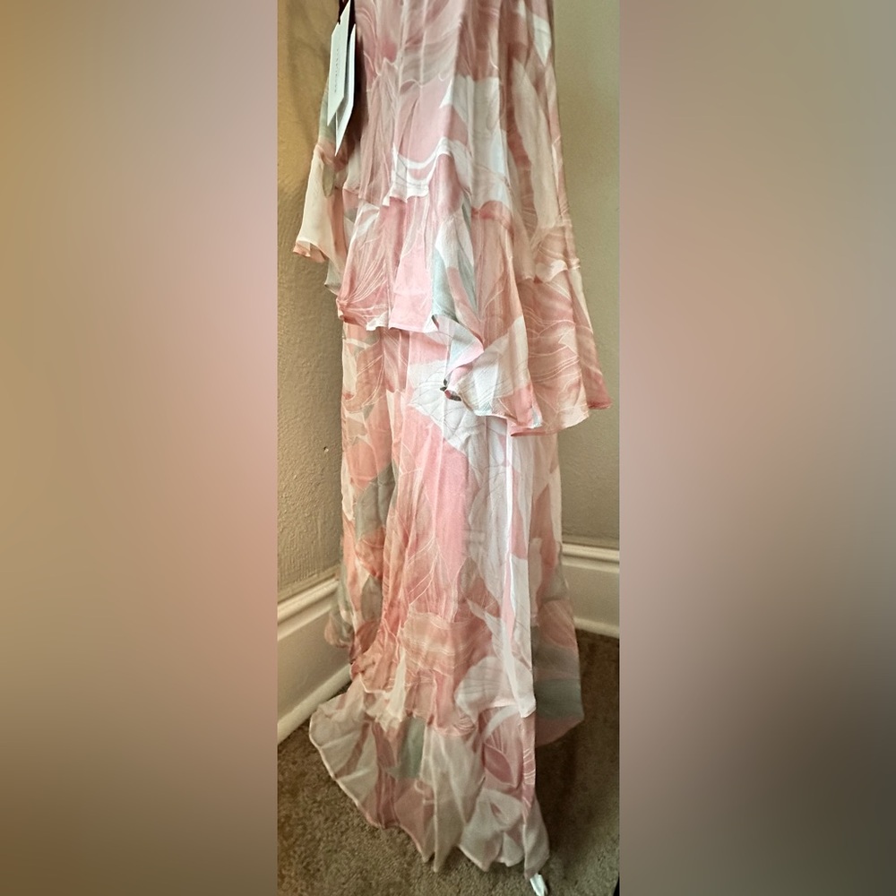RETROFETE Samara Silk Chiffon Dress Dusty Pink Botanical ⭐️LUXURY PREMIUM⭐️ NWT - Picture 10 of 13